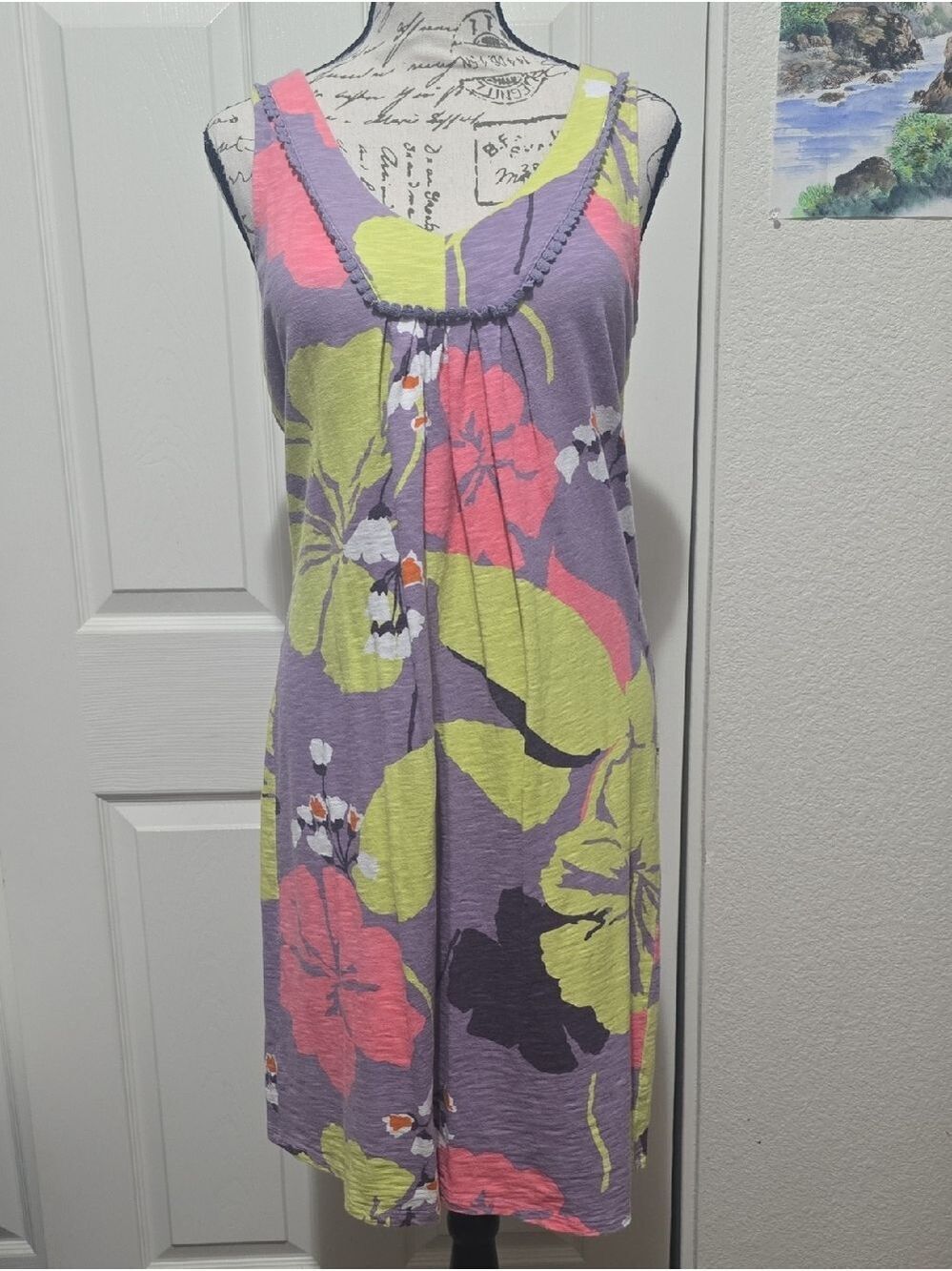 Boden Womens Lavender Floral Sleeveless Midi Tank Dress Tropical 6L